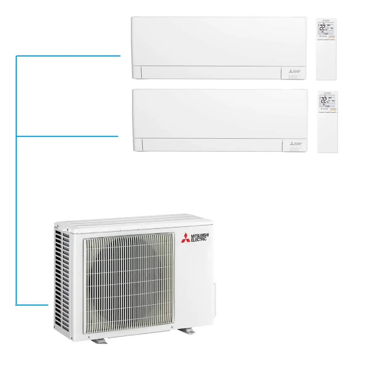 Mitsubishi Electric Multi-Split Klimaanlage MXZ-2F42VF5 + MSZ-AY25VGK2 + MSZ-AY35VGK2, 2 Räume