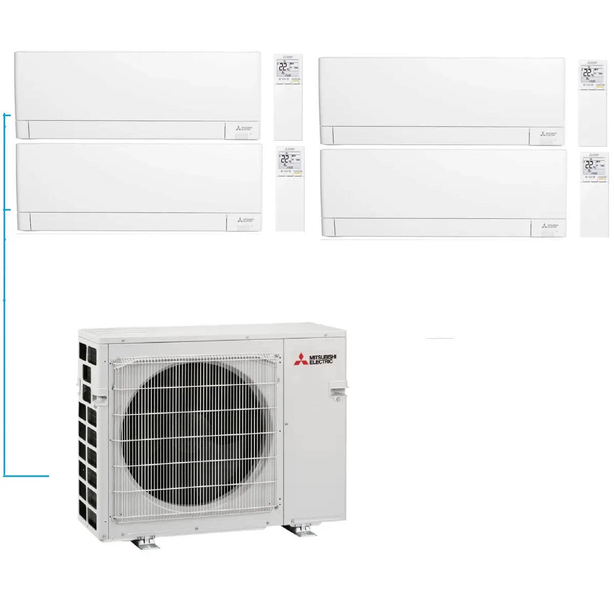 Mitsubishi Electric Multi-Split Klimaanlage MXZ-4F83VFHZ3 MSZ-AY25VGK2 + MSZ-AY25VGK2 + MSZ-AY35VGK2 + MSZ-AY35VGK2, 4 Räume